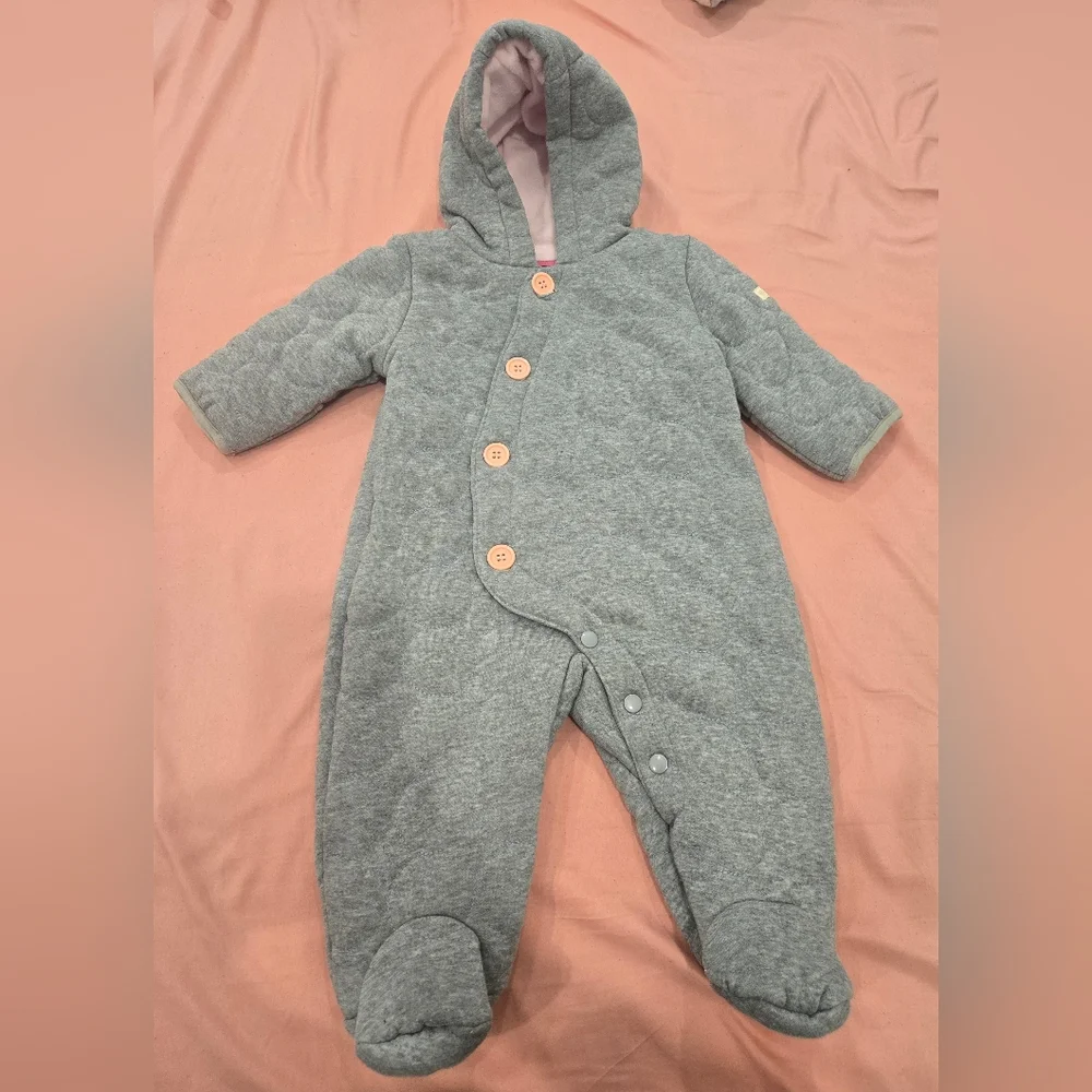 Weatherproof Gray and Pink Kids‎ Hooded Footie Snowsuit Excellente Conditions